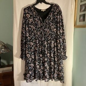 Black floral chiffon dress